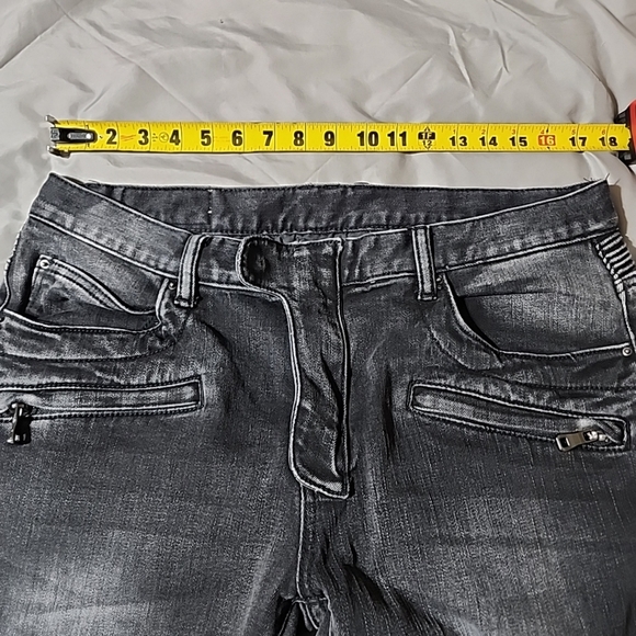 Mens MNML Spider Skinny Jeans Pants Trousers Washed Black Size 36 - Picture 6 of 11